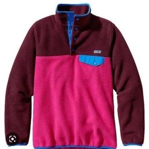 Patagonia Synchilla Color Block Quarter Snap Fleece Pullover Pink